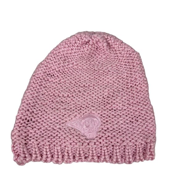Reebok Women's Pink Knit Beanie Rams Logo One Size Fits All 100% Acrylic - Picture 7 of 8